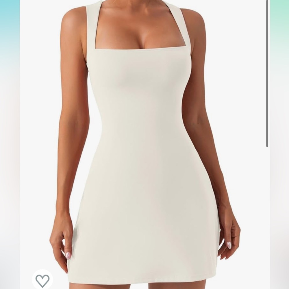 NWT White square neck workout dress